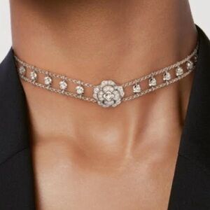 Camellia Flower Rhinestones Luxury Choker Necklace